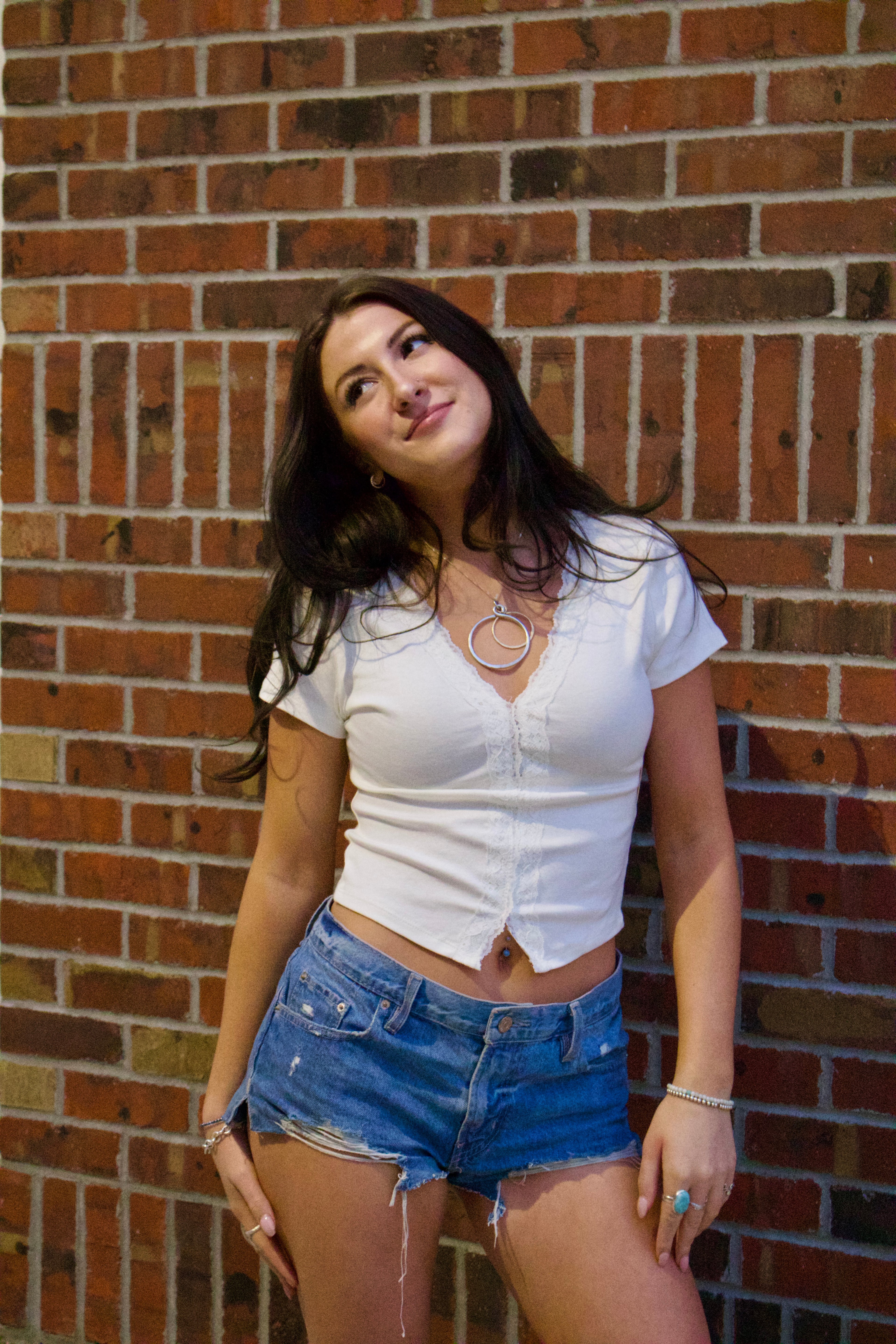 White Lace V Neck