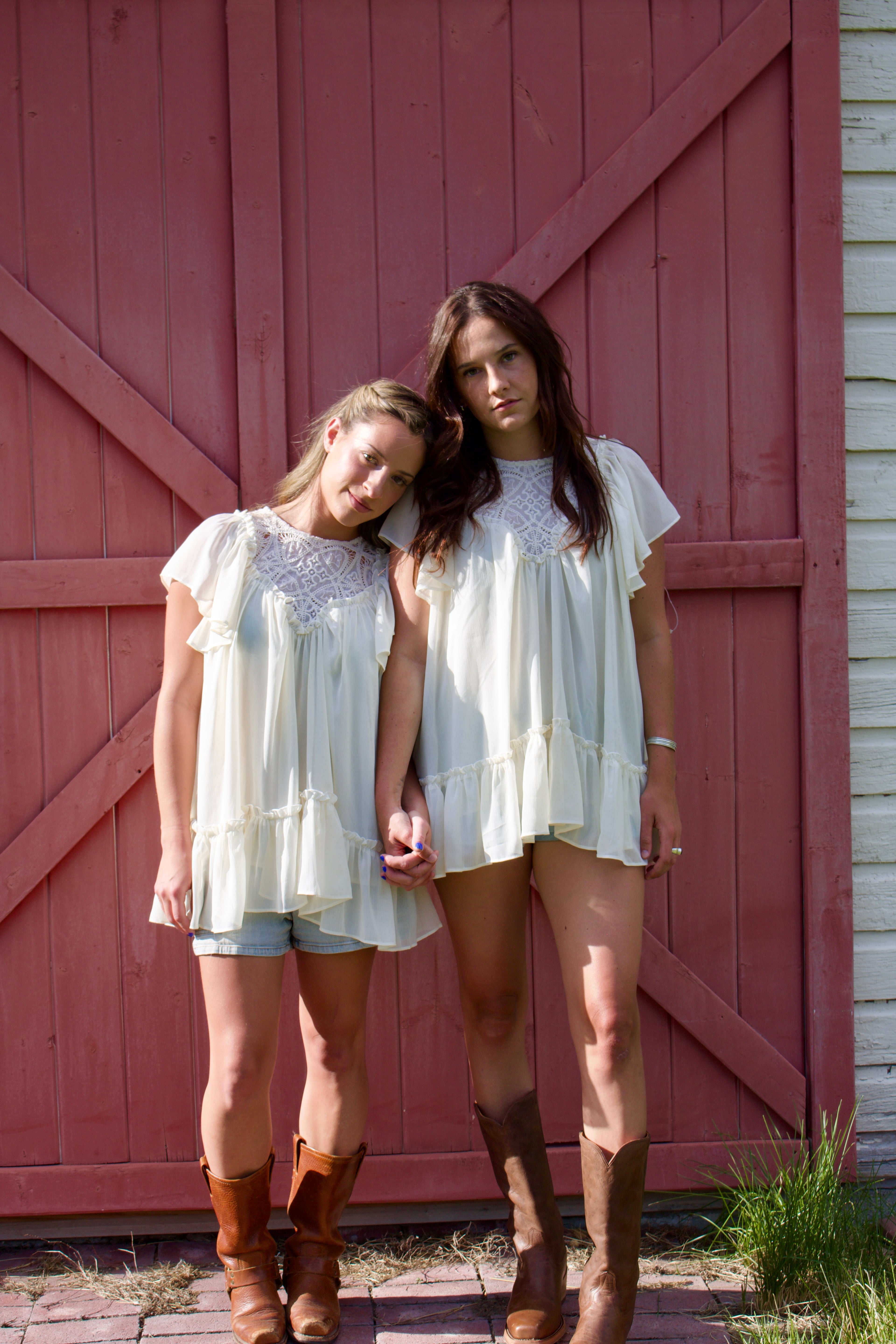 Embroidered Yoke Ruffle Top