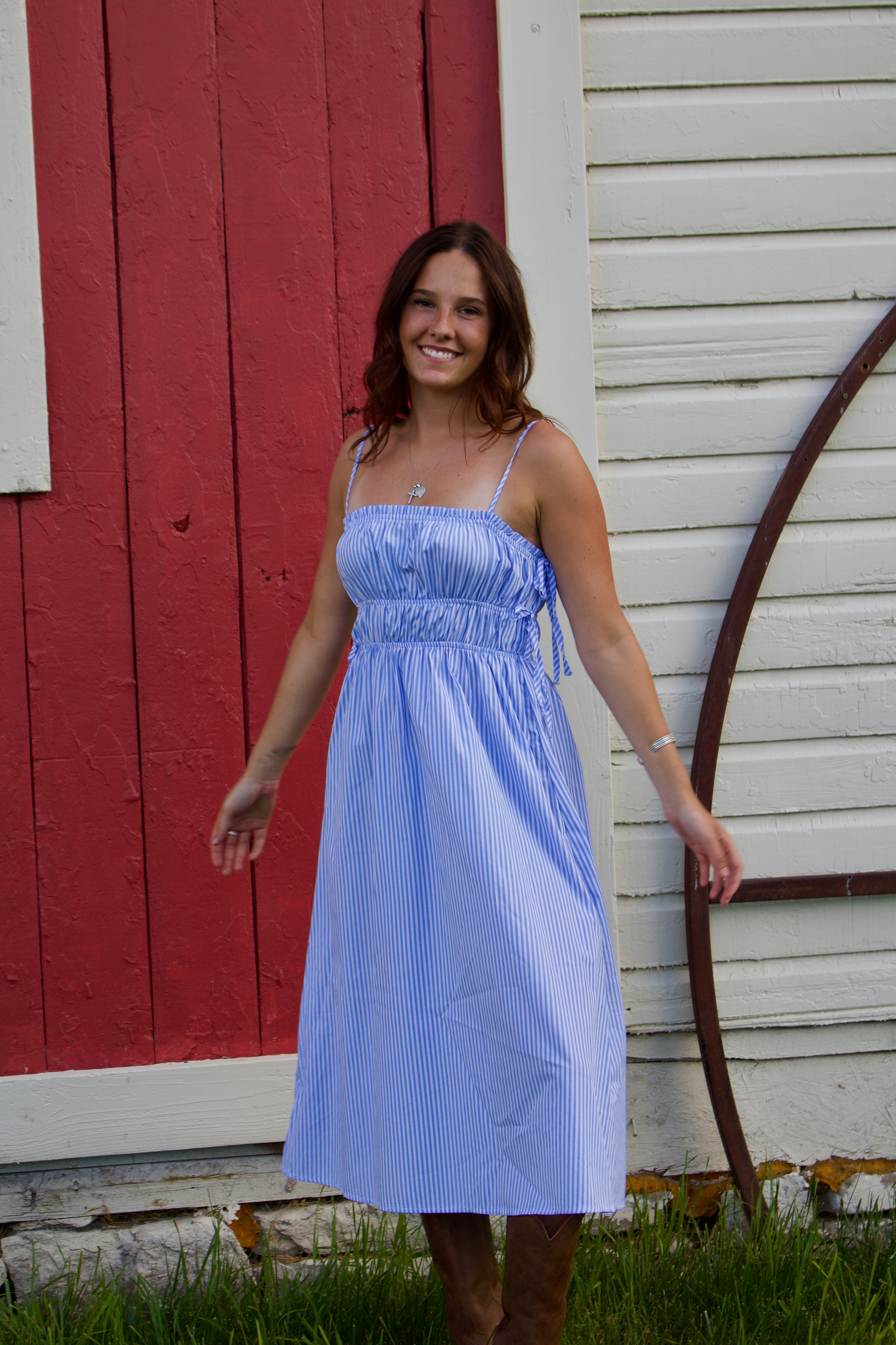Blue Pin Stripe Dress