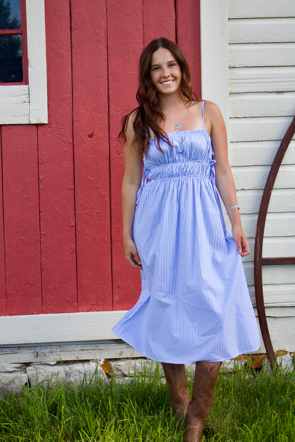 Blue Pin Stripe Dress