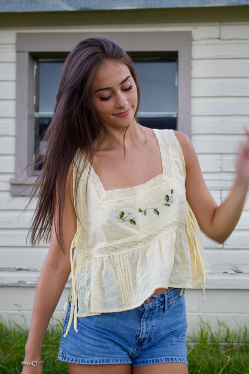 Daisy Embroidered Top