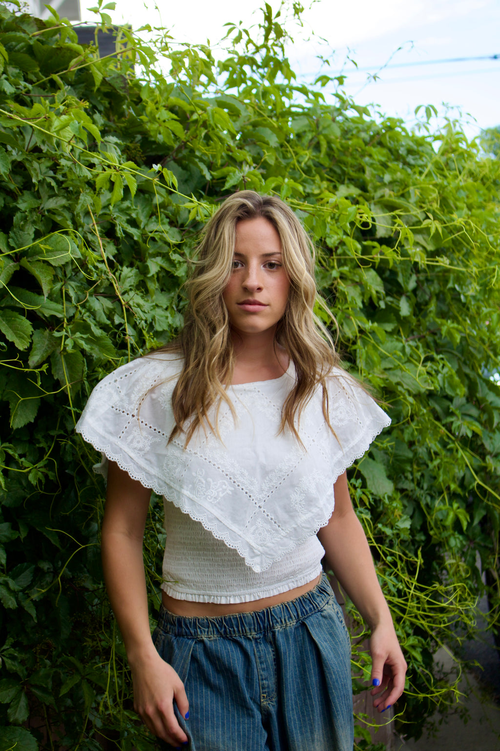 Eyelet Cape Top