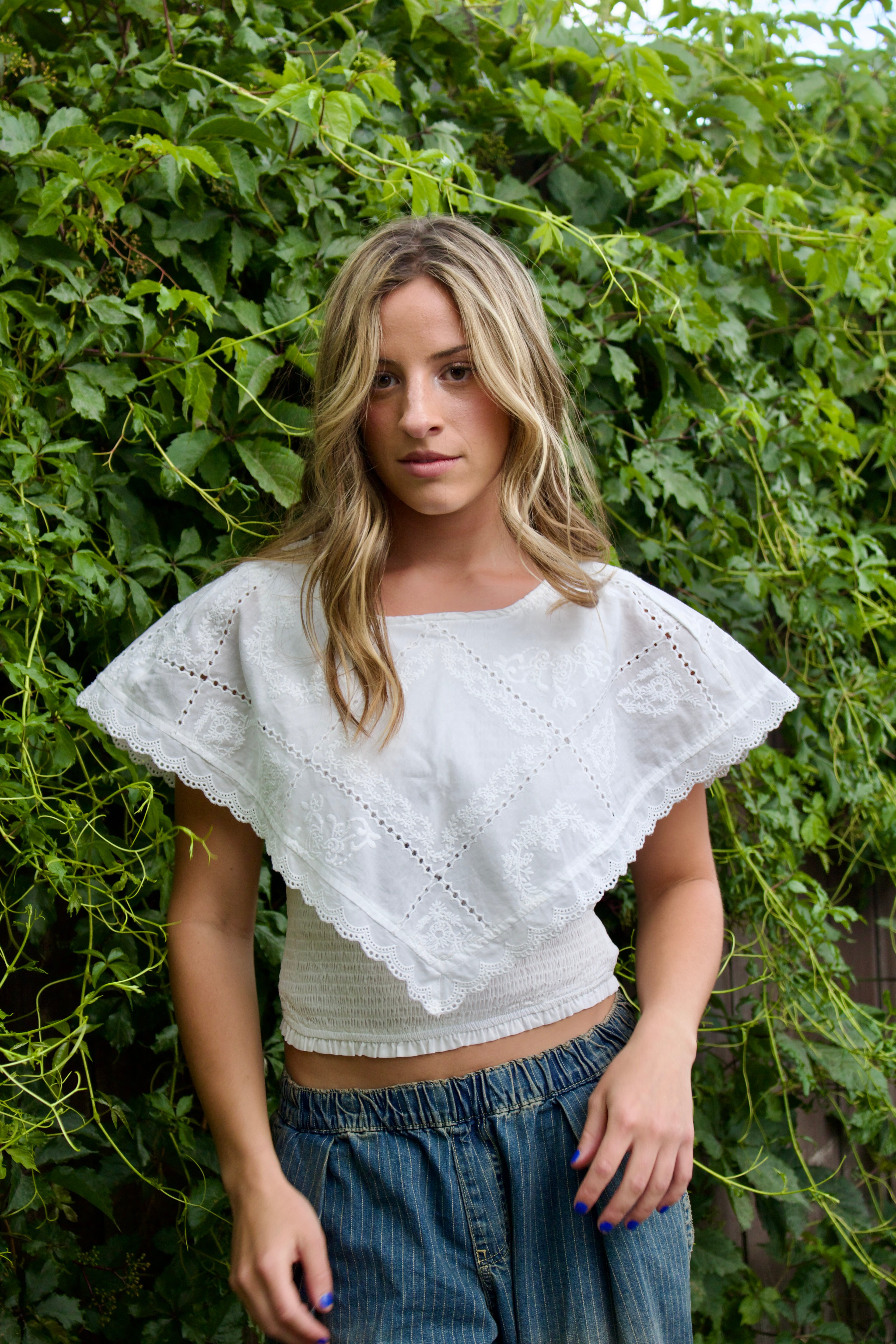 Eyelet Cape Top