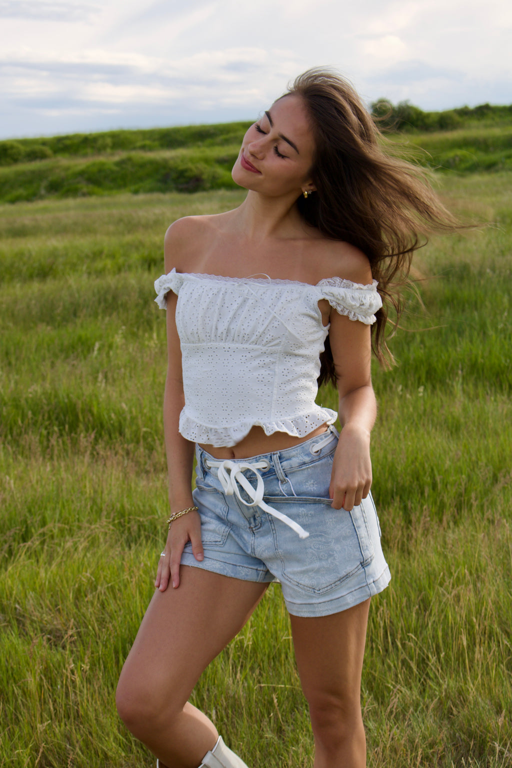 Paisley Denim Short